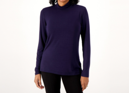 Day2Day by Duette NYC Long-Sleeve Mock-Neck Top- Deep Sapphire, Large - £21.56 GBP