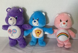 Care Bears Share, Champ &amp; Cheer Bears Mini Plush Stuffed Animal Purple B... - £8.86 GBP