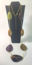 Large Assorted Gem Bead Necklace Long Natural-looking Boho - £8.75 GBP