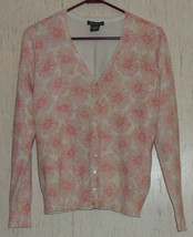 EXCELLENT WOMENS Eddie Bauer FLORAL PRINT CARDIGAN SWEATER  SIZE M - £20.14 GBP