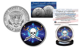 SKULL Official Legal Tender JFK Kennedy Half Dollar US Coin Pirate Swords Black - £6.70 GBP