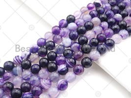 High Quality Purple Banded Agate Smooth, Round 6mm/8mm/10mm/12mm, Natural - £3.89 GBP+