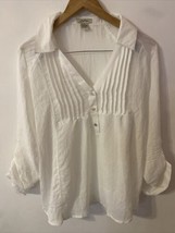 Love Potion Womens  Button Up Blouse L Off White Roll Up Sleeves - $9.49