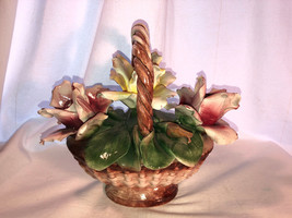 Capodimonte Flower Basket 9 Inches High - £31.86 GBP