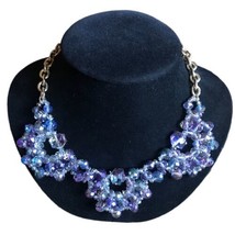 metallic blue purple crystal necklace 20” - £19.55 GBP