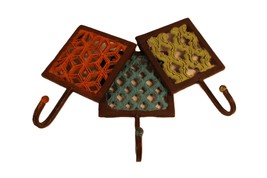 Wall Hooks Hand Painted Cast Iron Decorative Rustic Chic Multicolor 6&quot; x... - $41.89 CAD