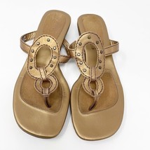 Aerosole Womens Bronze Metallic Leather Studded Heel Sandals, Size 6 - £14.16 GBP