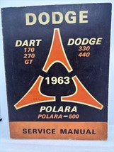 1963 DODGE DART, DODGE &amp; POLARA MODELS ORIGINAL SERVICE MANUAL  - $33.62
