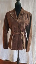 Wilson&#39;s Leather Brown Suede Jacket Button Belt Woman&#39;s Size Medium  - £35.24 GBP