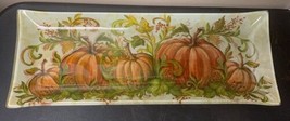 Glass Pumpkin Tray Platter Thanksgiving Harvest Vintage Fall Glassware - $16.79