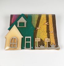 Vintage Farm House Pin By Lucinda  Peas Corn Birds Costume Jewelry Brooch - $58.07