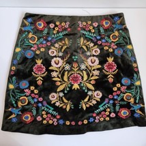 Umgee Mini Skirt Womens Size Small Green Embroidered Floral Colorful Boho - £7.63 GBP