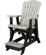ADIRONDACK GLIDER CHAIR w/ FOOTREST - Gray &amp; Black 4 Season Poly Seat AM... - $579.97