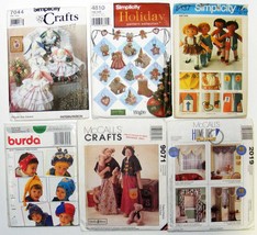 Lot of 6 Craft Patterns Dolls/Toys, Holiday, Child&#39;s Hats, Window Treatments - £14.12 GBP