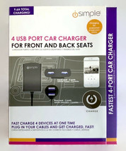 NEW iSimple 4 Device Rapid Car Charger IS4824 Front & Rear Seat Charger 9.6A - $9.40