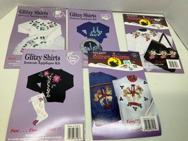 Lot of 5 Holiday New Glitzy Shirts Iron-On Applique Kits Christmas Themes - £17.71 GBP