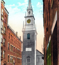 Old North Christ Church Boston Massachusetts Postcard Vintage 1924 Antique - £7.95 GBP