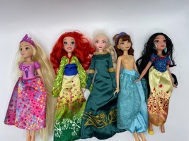 Disney Princess Barbie Dolls Mashup Lot Of 5 Ariel Rapunzel Jasmine Frozen Elsa - £14.88 GBP