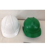 Lot of 2 MSA Green &amp; North One Size Adjustable White Hard Plastic Hats - £0.79 GBP