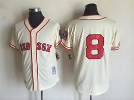 Red Sox #8 Carl Yastrzemski Jersey Old Style Uniform Cream - £35.28 GBP