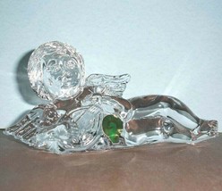 Waterford Crystal Winged Cherub With Lute Reclining Angel Figurine #1054657 New - $62.90