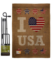 I Love USA Burlap - Impressions Decorative Metal Garden Pole Flag Set GS111067-D - £26.73 GBP