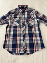 Carbon Slim Fit Men's Multicolor Button Up Plaid Pockets Shirt Long Sleeve S image 8