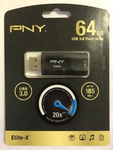 PNY Elite X 64GB USB 3.0 Flash Drive - Read Speeds up to 185MB/sec - P-FD64EX-GE - $17.41