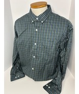 Duluth Trading Wrinkle Fighter Men&#39;s Shirt Size L Tall Green Blue Plaid ... - $32.31 CAD