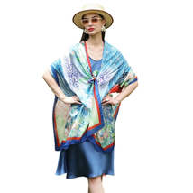 Anyyou 100% Mulberry Silk Royal Blue Long Scarf Luxury Brand Women Beach Shawl W - £71.52 GBP