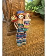 Handmade Guatemalan Worry Doll Magnet Mother &amp; Child Folk Art 4” Colorful - $17.62 CAD
