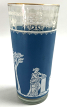 Vintage Jeanette Jasperware Hellenic Blue Greek Drinking Glass Tumbler - $8.81