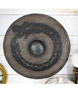 Ebros Faux Wood Fire Wheel Dragon Battleworn Viking Warrior Shield Wall ... - $61.72 CAD