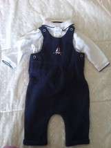 NEXT dungarees trousers + long sleeve vest top age 0-3 months  56-62cm - £10.68 GBP