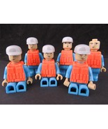 x6 Lego City Construction Worker blue Orange safety vest helmet hardhat - $49.99