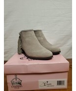 Crown Vintage Tammy Taupe Beige Fringe Suede Bootie Boots Shoes Size 7 - €21,95 EUR