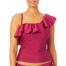 Plus Size Tankini Swimsuit Top TIME AND TRU Pink Ruffle Shoulder Sz 1X 1... - $16.83