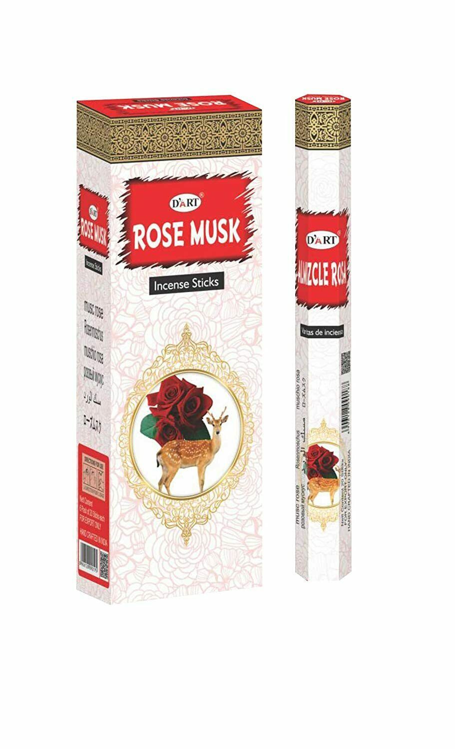 D'Art Rose Musk Incense Stick Export Quality Hand Rolled in India 120 Sticks - $14.23