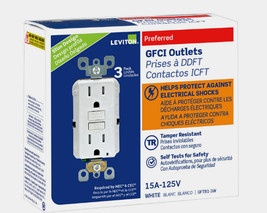 LEVITON White Thermoplastic GFCI OUTLET 15 Amp 125 Volt 3 pack GFTR1-03W - £85.63 GBP