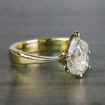 1.50Ct Pera Diamante Sintético 14k Oro Amarillo Chapado Anillo de Compromiso - £83.79 GBP