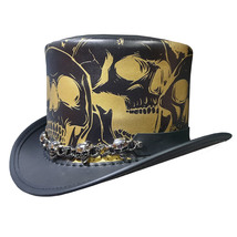 Seven Skulls Mens Black Leather Top Hat - £259.74 GBP