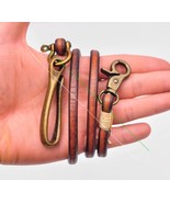Classic Punk Style Genuine Leather Biker Keychain Jeans Chain Handmade W... - $761.39 MXN