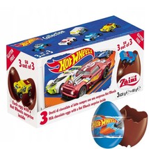 ZAINI HOT WHEELS Milk Chocolate Surprise Eggs with Collectible Prize BOX 3pcs - £9.91 GBP+