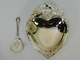 F.B. Rogers Silver Company Heart Shape Bonbon With Serving Spoon Party Set F404 - £18.66 GBP
