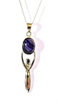 Fluorite Gemstone Goddess Necklace Pendant 925 Silver 18&quot; Silver Jewellery Boxed - £69.77 GBP