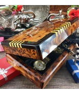 Handmade Black velvet Lined burl thuya wooden jewelry box, birthday gift... - £144.26 GBP
