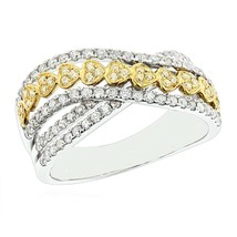 1.00CT Taglio Rotondo Diamanti Finti Cuore Spalline Incrociate Fidanzamento Oro - £203.32 GBP