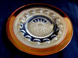 VTG Tiffin Kings Crown Ruby on clear trim Flash 7.5&quot; Salad / Dessert Glass Plate - £18.92 GBP