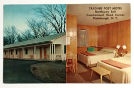 Trading Post Motel Split View Plattsburgh NY Colourpicture UNP Postcard 1960s - £4.77 GBP