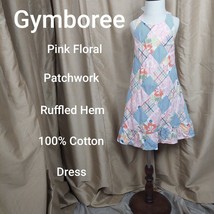 Gymboree Pink Floral Patchwork Print Ruffled Hem Cotton Dress Size 5 - £7.07 GBP